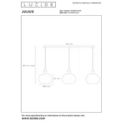 Lucide Hanglamp Julius Zwart - 3 x E27 - 105 cm breed