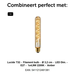 Lucide Hanglamp Rafal Grijs - E27 - Ø 20 cm