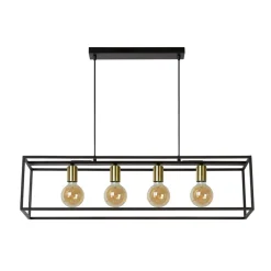 Lucide Hanglamp Ruben Zwart - 4 x E27 - 92 cm breed