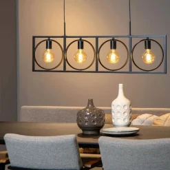 Lucide Hanglamp Suus Zwart - 4 x E27 - 108 cm breed