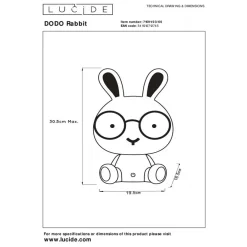 Lucide Oplaadbare Kinderlamp Dodo Rabbit Roze - LED - 31 cm hoog