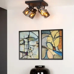 Lucide Plafondspot Alion Zwart - 4 x E14 - 23x23 cm