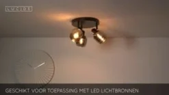 Lucide Plafondspot Bjorn Zwart - 4 x E14 - Ø 38 cm