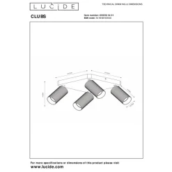 Lucide Plafondspot Clubs Wit - 4 x GU10 - 24x24 cm
