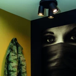 Lucide Plafondspot Punch Zwart - 3 x GU10 - Ø 21 xm