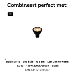 Lucide Plafondspot Punch Zwart - 3 x GU10 - Ø 21 xm