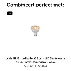 Lucide Plafondspot Punch Wit - 2 x GU10 - 26 cm breed