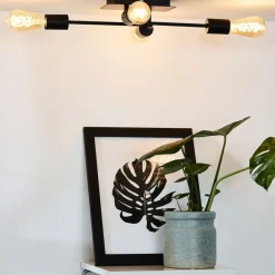 Lucide Plafonniere Lester Zwart - 4 x E27 - 51x39 cm