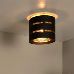 Lucide Plafonniere Rosas Zwart - E27 - Ø 26 cm