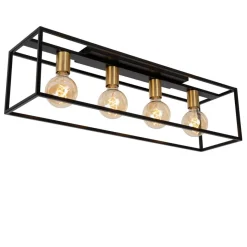 Lucide Plafonniere Ruben Zwart - 4 x E27 - 80 cm breed