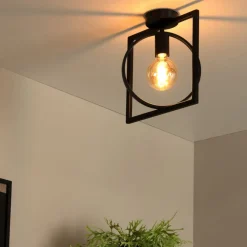 Lucide Plafonniere Suus Zwart - E27 - 28x24 cm