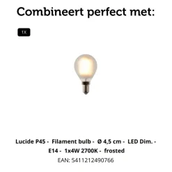 Lucide Tafellamp Cosby Wit - E214 - 33 cm hoog