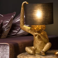 Lucide Tafellamp Extravaganza Chimp Goud - E14 - 45 cm hoog