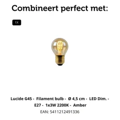 Lucide Tafellamp Fungo Wit - E27 - 28 cm hoog