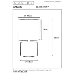 Lucide Tafellamp Greasby Beige - E14 - 26 cm hoog