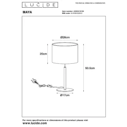 Lucide Tafellamp Maya Zwart - E27 - 51 cm hoog