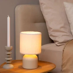 Lucide Tafellamp Woolly Beige - E14 - 28 cm hoog