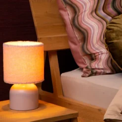 Lucide Tafellamp Woolly Roze - E14 - 28 cm hoog