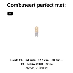 Lucide Wandlamp Diletta Zwart - G9 - 18 cm hoog