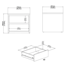 Nachtkastje Atlanta Eiken - 52x46x49 cm