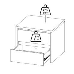 Nachtkastje Atlanta Wit - 52x46x49 cm