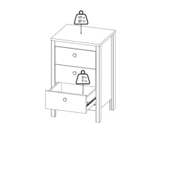 Nachtkastje Dallas Wit - 44x71x39 cm