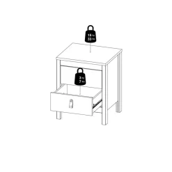 Nachtkastje Dallas Zwart - 44x55x39 cm