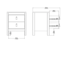Nachtkastje Dallas Zwart - 44x55x39 cm