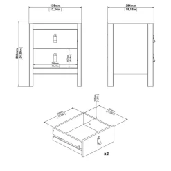 Nachtkastje Dallas Zwart - 44x55x39 cm