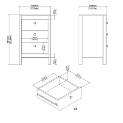 Nachtkastje Dallas Zwart - 44x71x39 cm