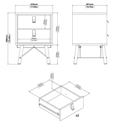 Nachtkastje Denver Eiken - 44x60x41 cm