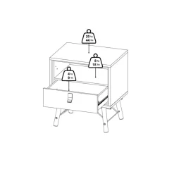Nachtkastje Denver Eiken - 54x60x41 cm
