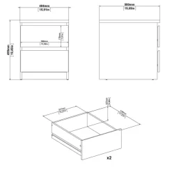 Nachtkastje Luna Eiken - 41x50x50 cm