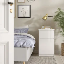 Nachtkastje Luna Hoogglans Wit - 41x71x40 cm