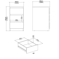 Nachtkastje Luna Hoogglans Wit - 41x71x50 cm