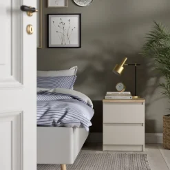 Nachtkastje Luna Taupe / Eiken - 41x50x50 cm