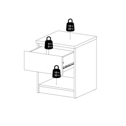 Nachtkastje Luna Taupe / Eiken - 41x50x40 cm
