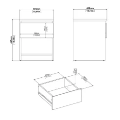 Nachtkastje Luna Taupe / Eiken - 41x50x40 cm