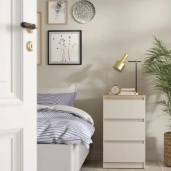 Nachtkastje Luna Taupe / Eiken - 41x71x50 cm