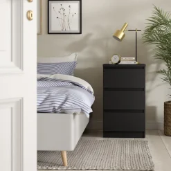 Nachtkastje Luna Zwart - 41x71x50 cm