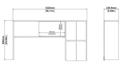 Opzetkast Boston Wit / Eiken - 123x65x24 cm