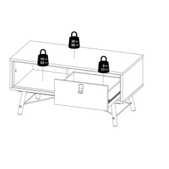 Salontafel Denver Zwart / Walnoot - 102x48 cm