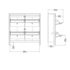 Schoenenkast Dallas Wit - 103x103x25 cm