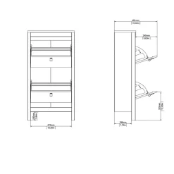 Schoenenkast Dallas Wit - 54x103x25 cm
