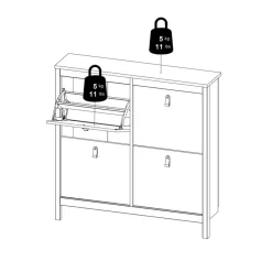 Schoenenkast Dallas Zwart - 103x103x25 cm