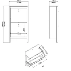 Schoenenkast Dallas Zwart - 54x103x25 cm