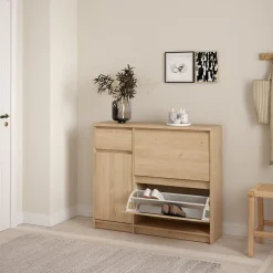 Schoenenkast Luna Eiken - 109x93x32 cm