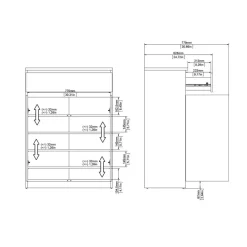 Schoenenkast Luna Eiken - 81x112x40 cm
