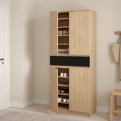 Schoenenkast Luna Eiken - 81x192x40 cm