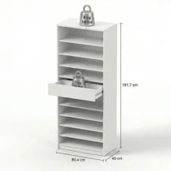 Schoenenkast Luna Wit - 81x192x40 cm